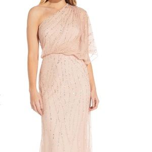 Adrianna Papell Blush Long beaded Gown- New